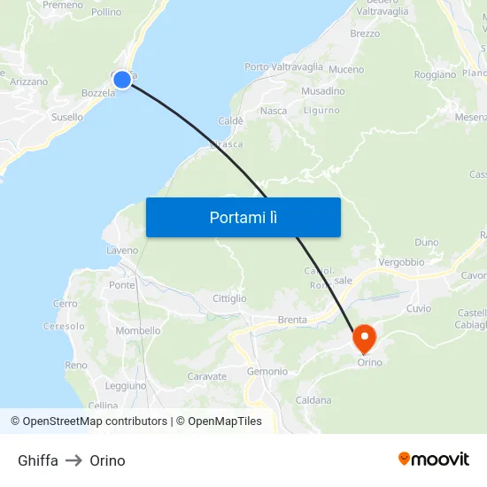 Ghiffa to Orino map