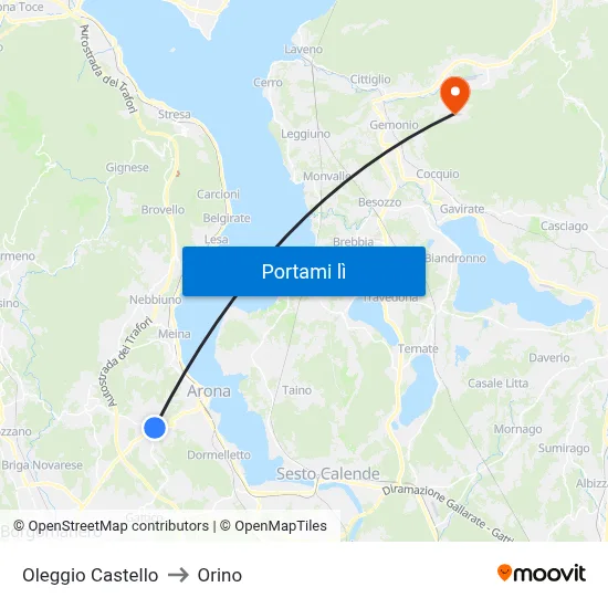 Oleggio Castello to Orino map