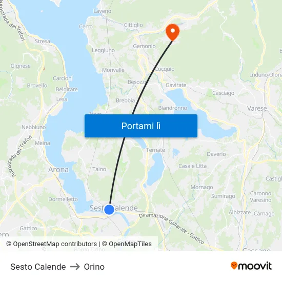 Sesto Calende to Orino map