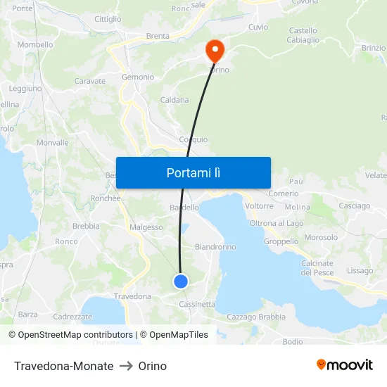 Travedona-Monate to Orino map