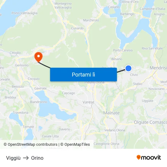 Viggiù to Orino map