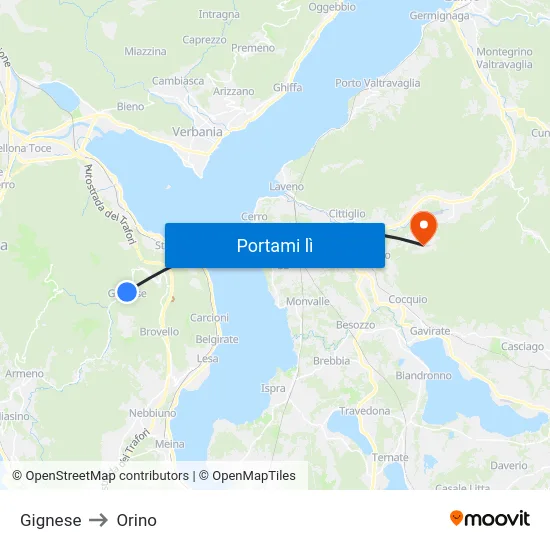 Gignese to Orino map