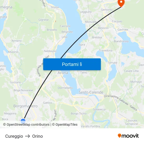 Cureggio to Orino map