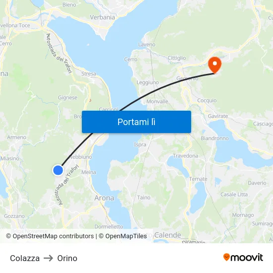 Colazza to Orino map