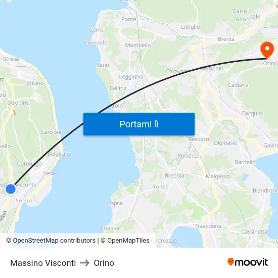 Massino Visconti to Orino map