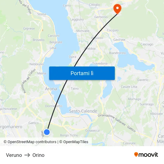 Veruno to Orino map