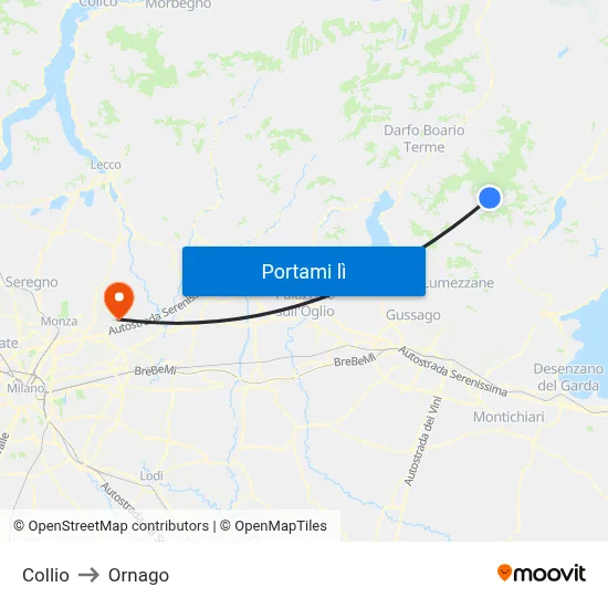 Collio to Ornago map