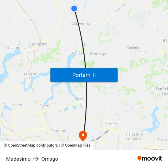 Madesimo to Ornago map