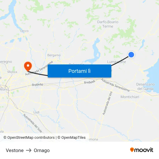Vestone to Ornago map