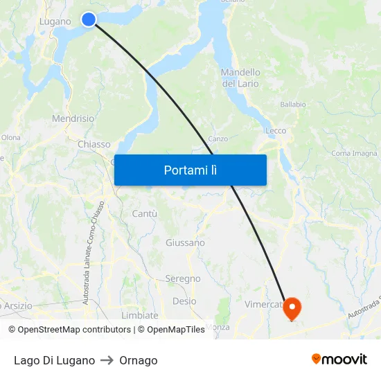 Lago Di Lugano to Ornago map