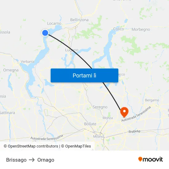 Brissago to Ornago map