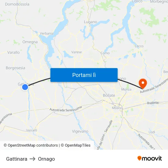 Gattinara to Ornago map