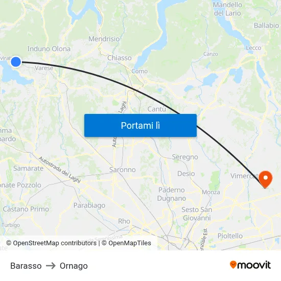 Barasso to Ornago map