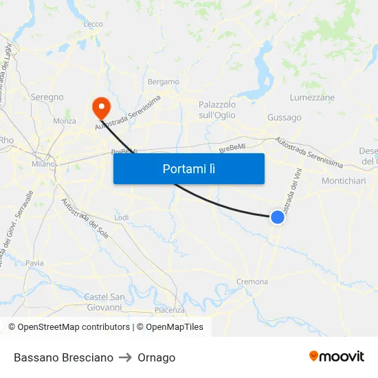 Bassano Bresciano to Ornago map