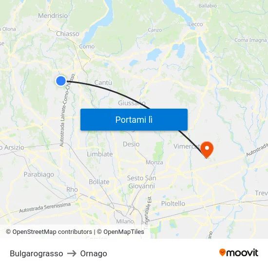 Bulgarograsso to Ornago map