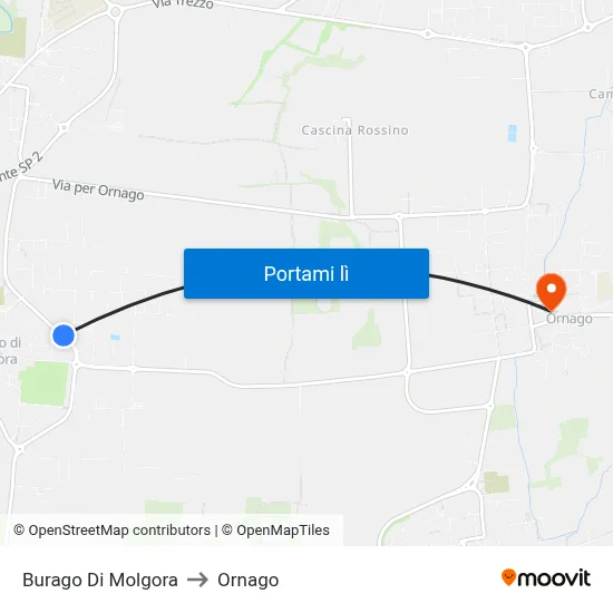 Burago Di Molgora to Ornago map