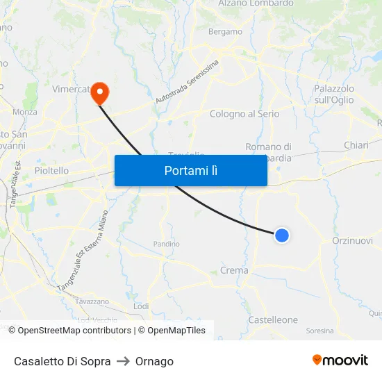 Casaletto Di Sopra to Ornago map