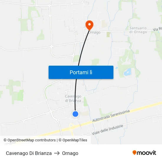 Cavenago Di Brianza to Ornago map
