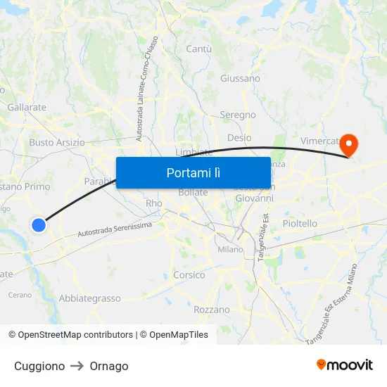 Cuggiono to Ornago map