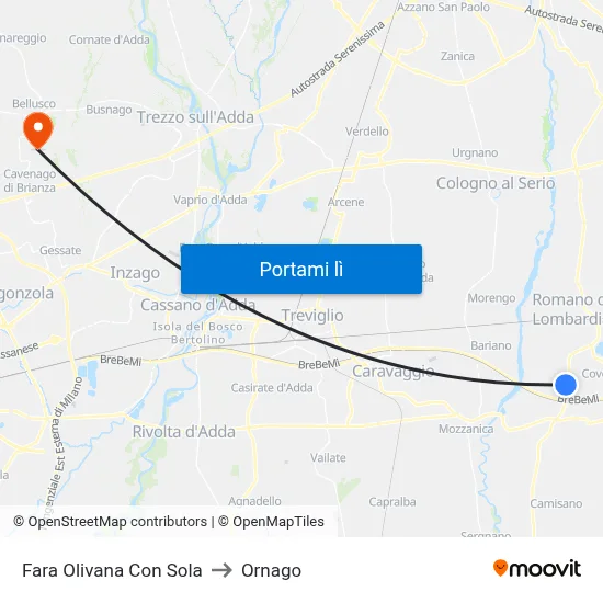 Fara Olivana Con Sola to Ornago map