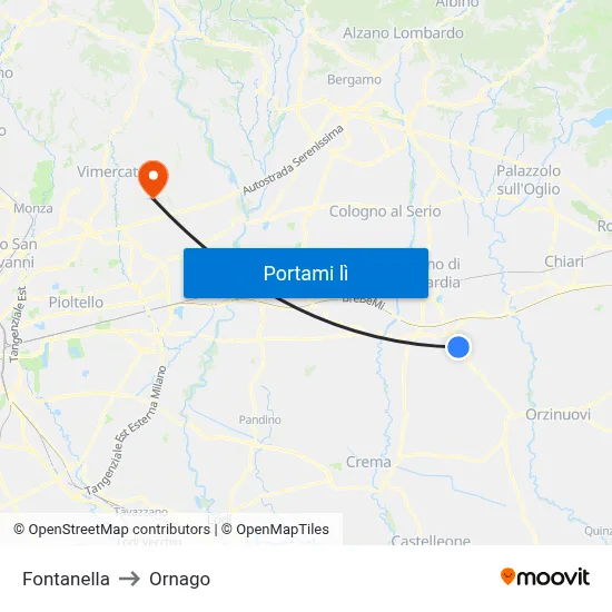 Fontanella to Ornago map