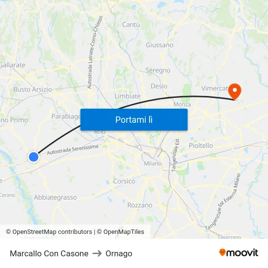 Marcallo Con Casone to Ornago map