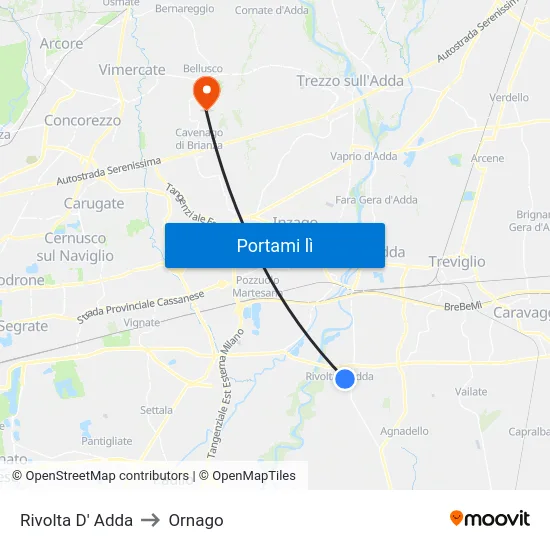 Rivolta D' Adda to Ornago map