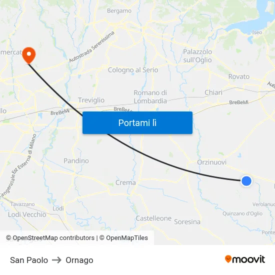 San Paolo to Ornago map