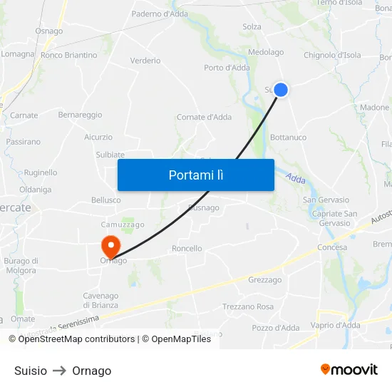 Suisio to Ornago map