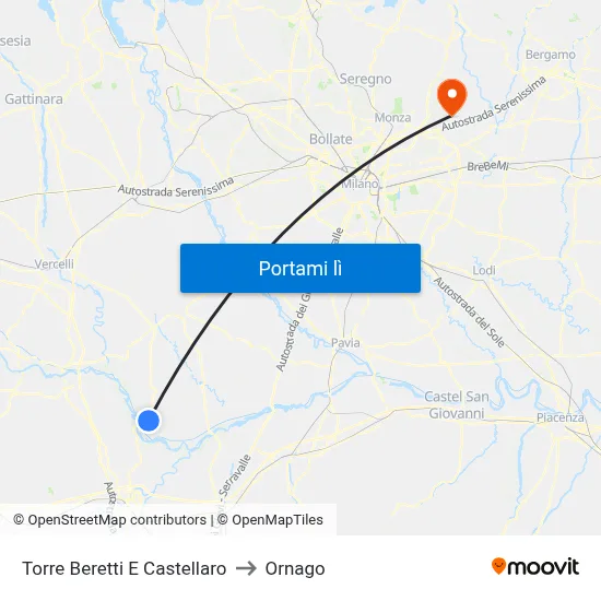 Torre Beretti E Castellaro to Ornago map