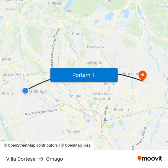 Villa Cortese to Ornago map