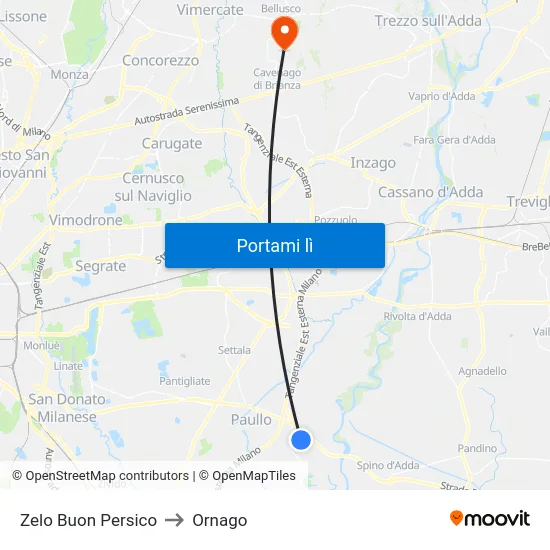 Zelo Buon Persico to Ornago map