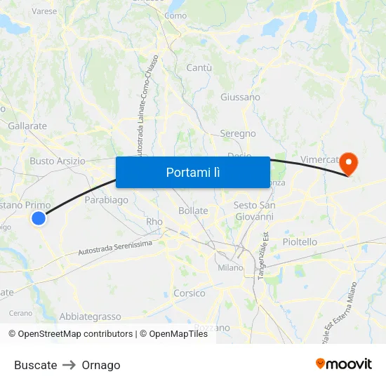 Buscate to Ornago map