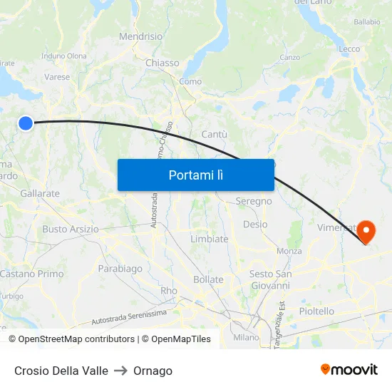 Crosio Della Valle to Ornago map