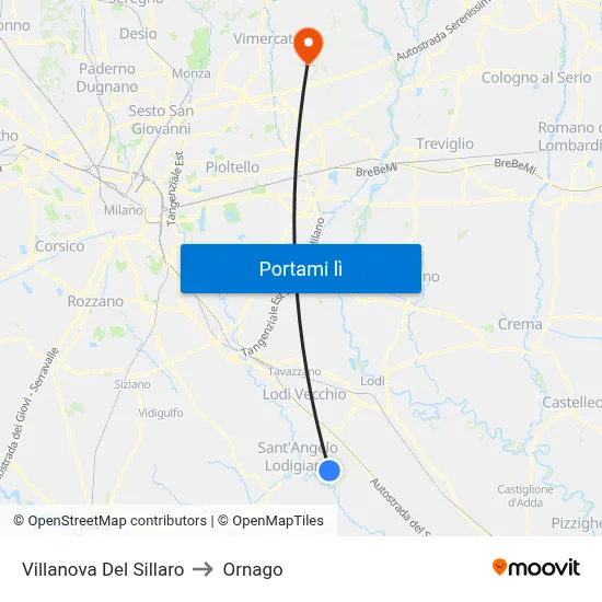 Villanova Del Sillaro to Ornago map