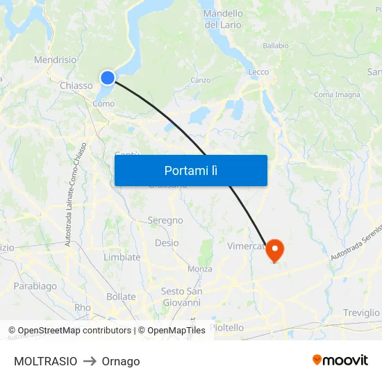 MOLTRASIO to Ornago map
