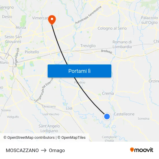 MOSCAZZANO to Ornago map