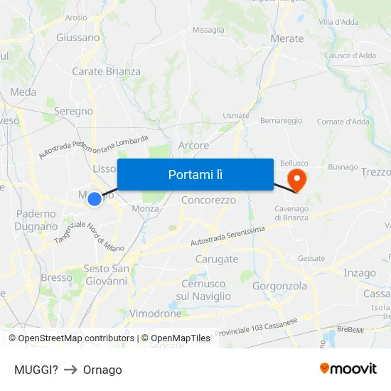 MUGGI? to Ornago map