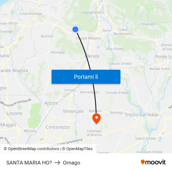SANTA MARIA HO? to Ornago map