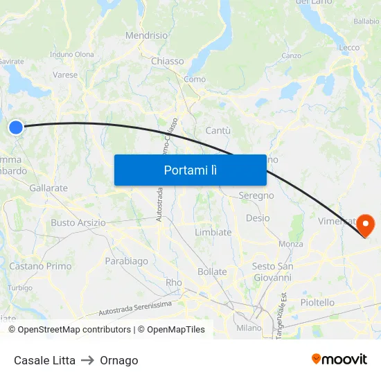 Casale Litta to Ornago map