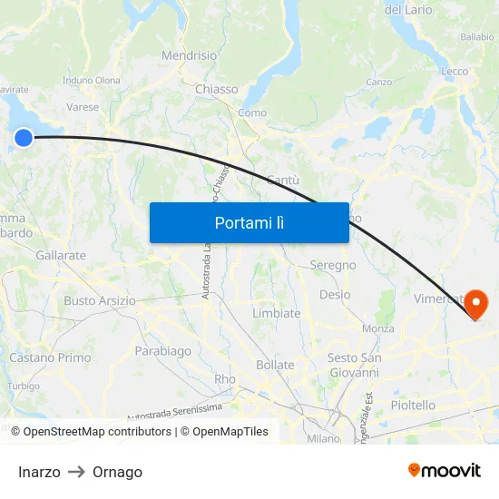 Inarzo to Ornago map