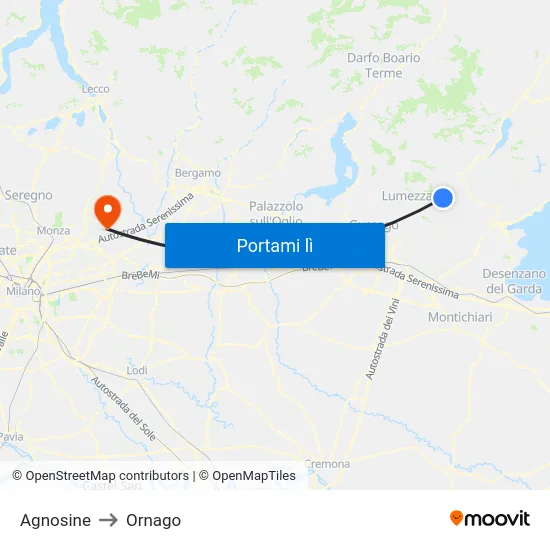 Agnosine to Ornago map