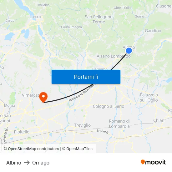 Albino to Ornago map