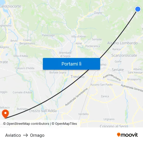 Aviatico to Ornago map
