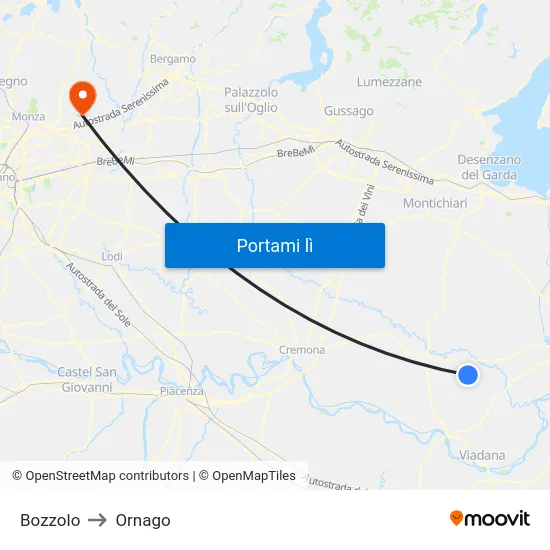 Bozzolo to Ornago map