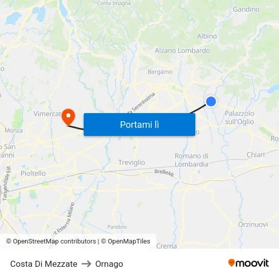 Costa Di Mezzate to Ornago map