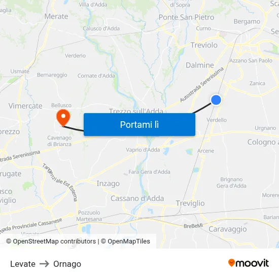 Levate to Ornago map
