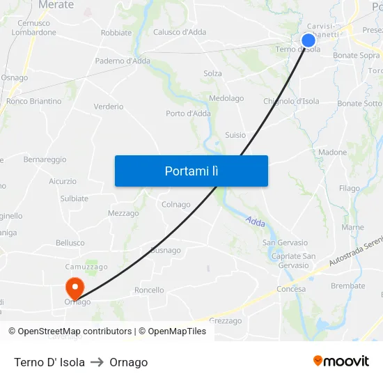 Terno D' Isola to Ornago map