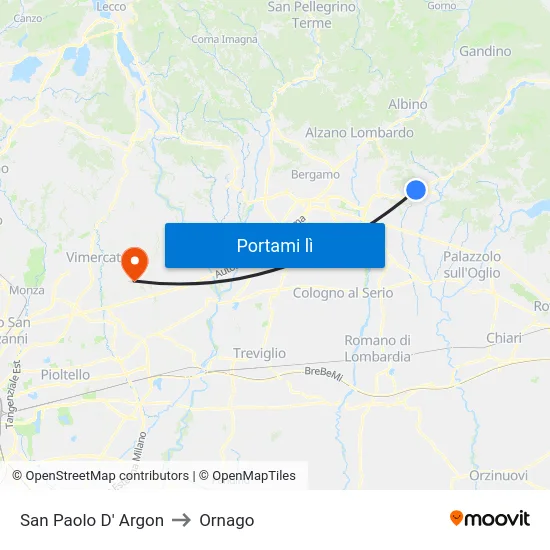 San Paolo D' Argon to Ornago map