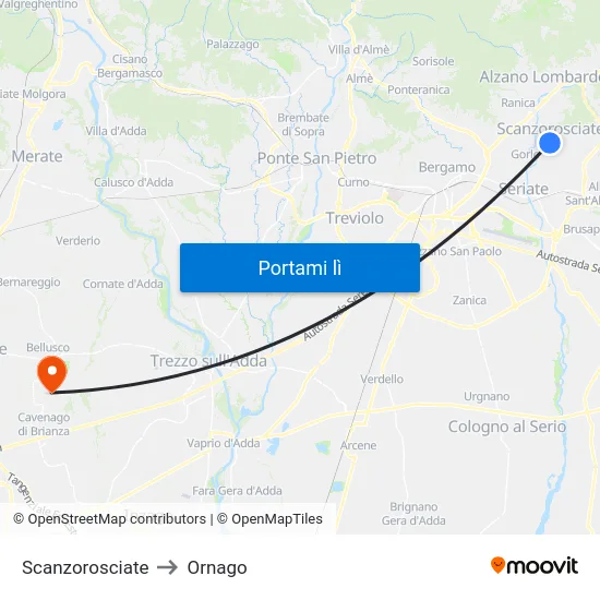 Scanzorosciate to Ornago map